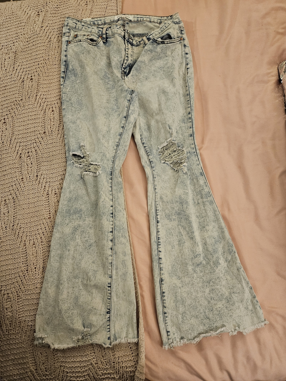 Almost Famous Light Blue Acid-Wash Flare Jeans